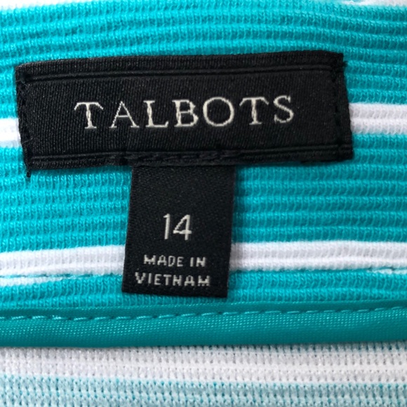 Talbots Teal/White Striped A-Line Skirt    Sz 14 - Picture 4 of 8